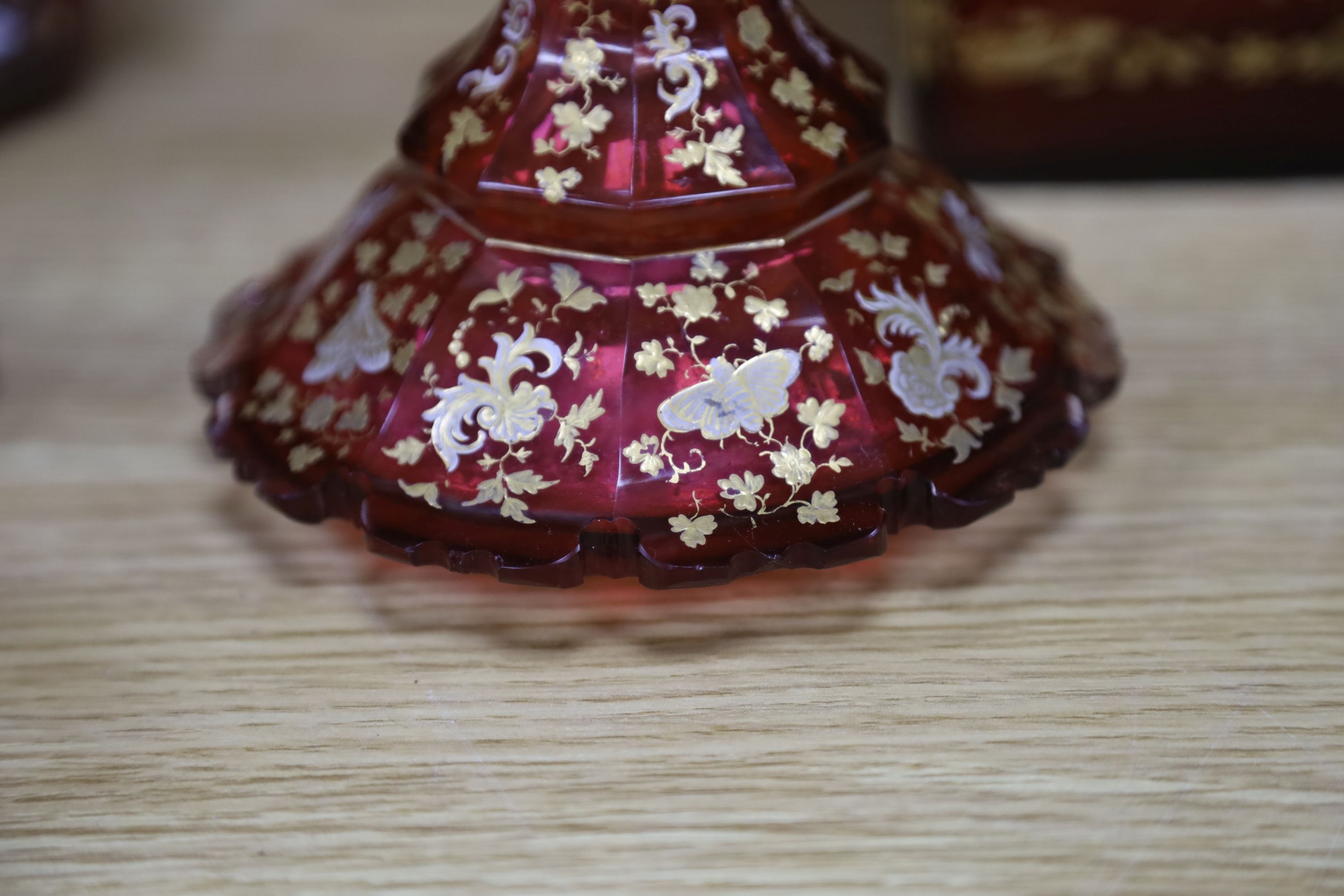A group of 19th century Bohemian gilt-decorated ruby glassware etc.